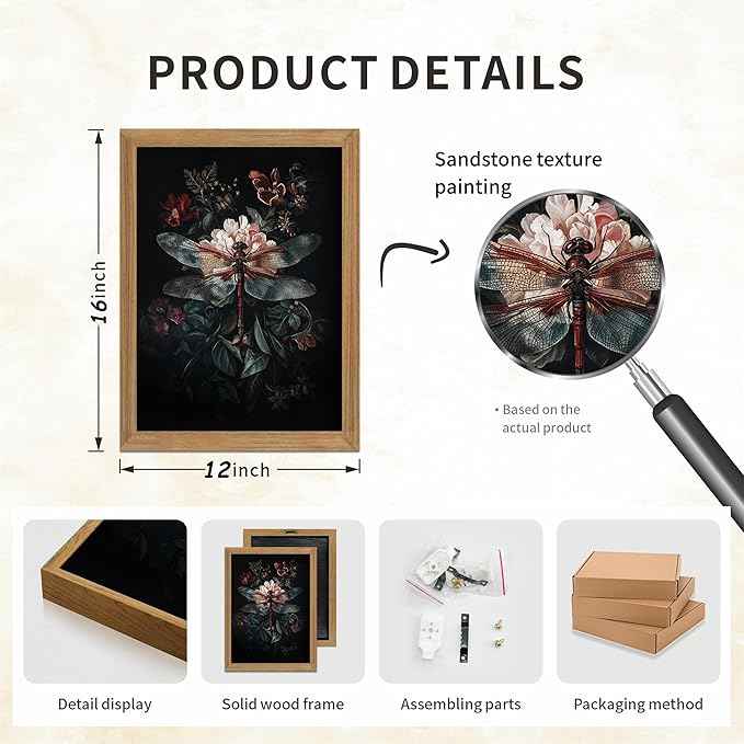 Dark Botanical Insect Canvas Wall Art Gothic Insect And Botanical Posters Prints Dark Academia Moody Floral Cottagecore Art Painting Vintage Dragonfly Beetle Moth Pictures Wall Decor Framed