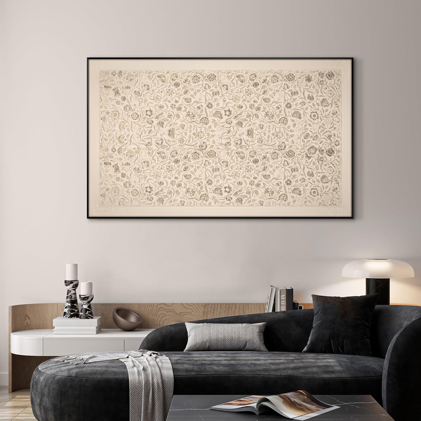 SIGNWIN 30"x60" Extra Large Framed Wall Art Vintage Botanical Sketch with Detailed Floral Pattern, Classic Nature Illustration for Home Living Room Bedroom Decor (Frame Assembly Required)