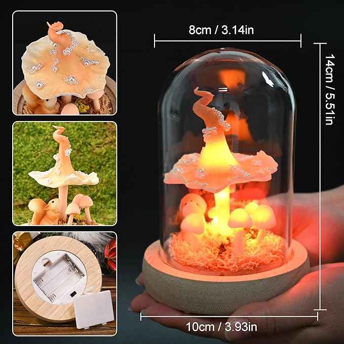 QUELIEN Mushroom Lamp,Mothers Day Mom Gifts for Mom,Light Up Mushroom in Glass Dome,Birthday Party Decorations,Ideal Birthday Gift,GirlfriendGift
