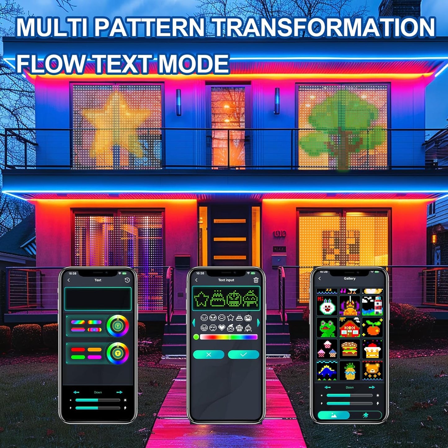 HXWEIYE 400LED Smart Curtain Lights, 6.6Ft x 6.6Ft Fairy Hanging Curtain String Lights with APP & Remote, Dynamic DIY Color Changing Wall Lights for Indoor Bedroom Window Party Backdrop Outdoor Decor