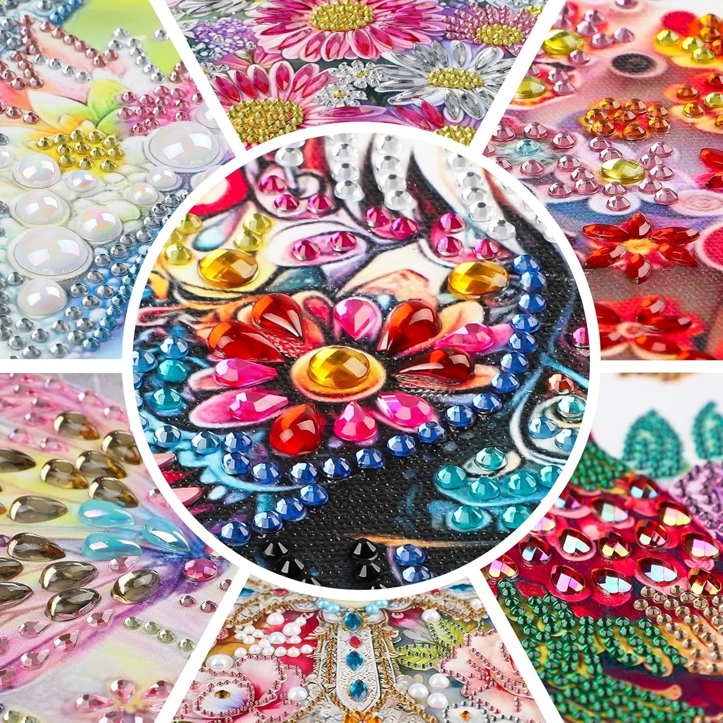 EOBROMD Diamond Hanging Art Kits for Adults, Peacock Flower Diamond Art Painting Suncatcher, DIY Special Shaped Rhinestone Kits for Adults, Window Pendants Home Garden Wall Hanging Ornament