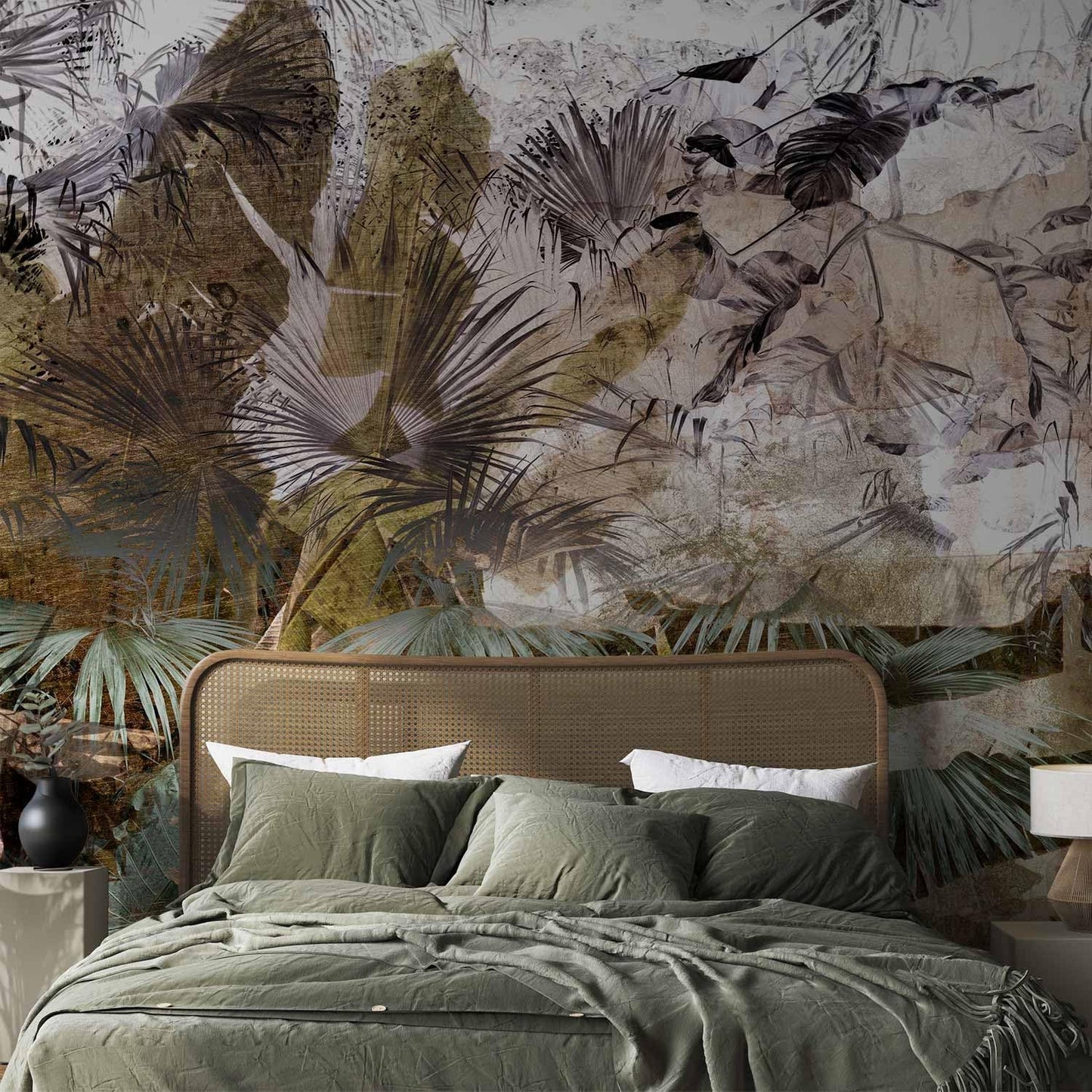 artgeist Premium Wall Mural Tropical Leaves 98x69 in - XXL Non-Woven Wallpaper Fleece Wall Decor Photo Print Picture Image Design Jungle Nature Palm Leaves Like Painted b-C-0789-a-a