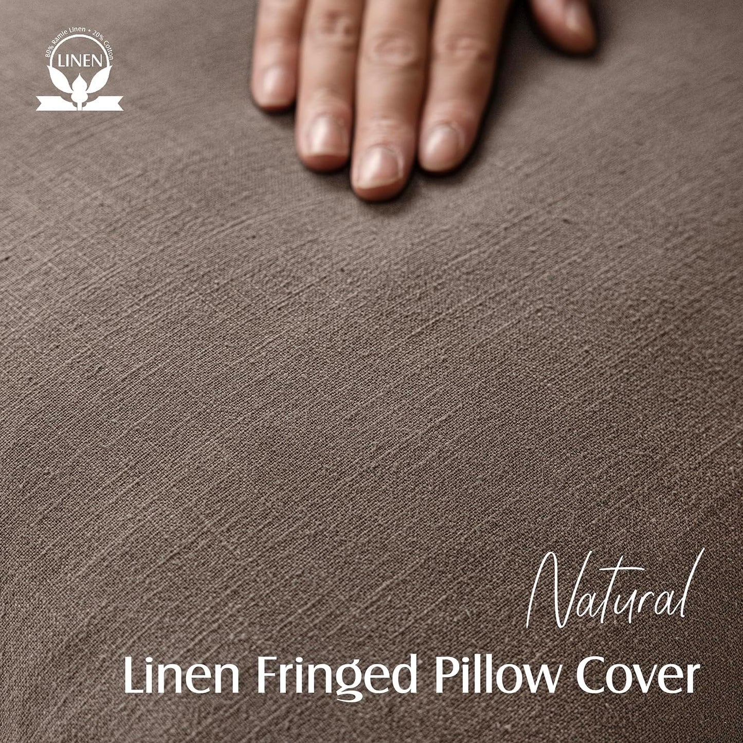 Foindtower Set of 2 Decorative Linen Fringe Throw Pillow Covers Cozy Farmhouse Cushion Cover with Tassels Accent Pillowcase for Couch Chair Sofa Bed Living Room Home Decor,18×18 Inch,Light Coffee