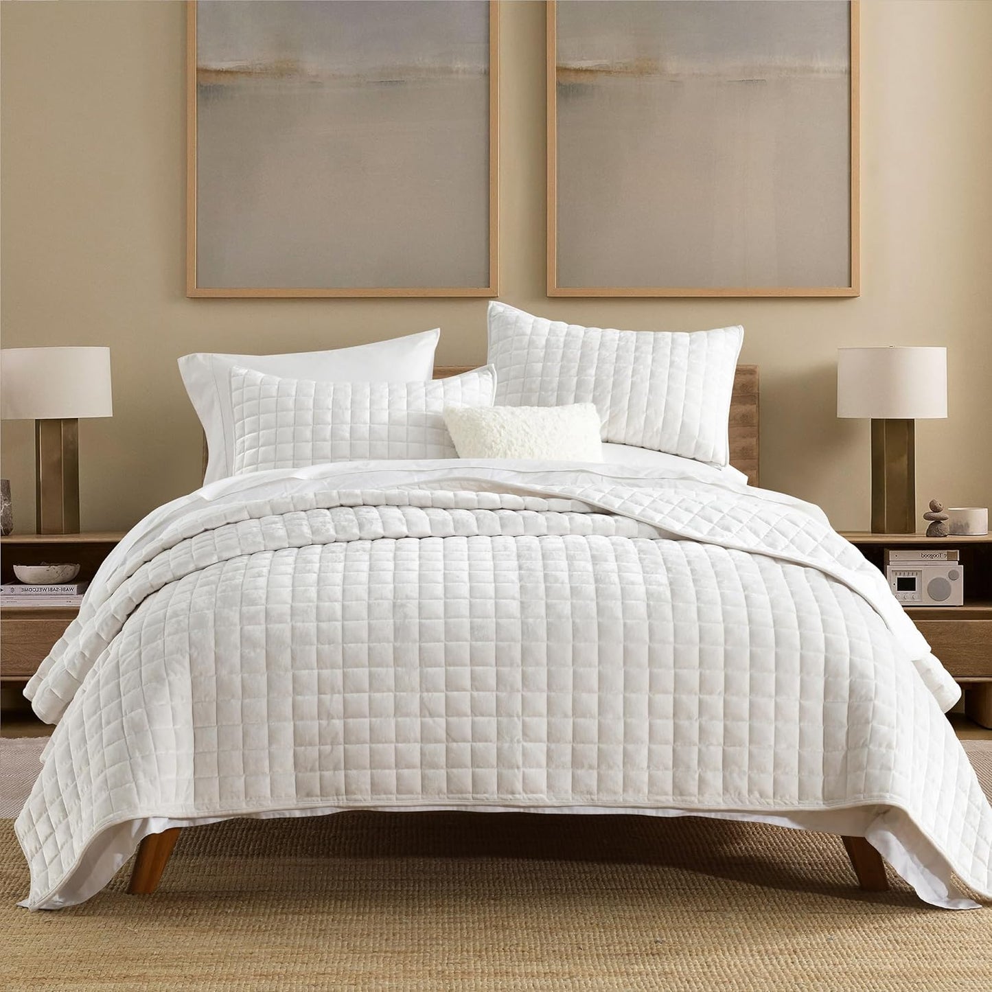 Secgo Queen Comforter Set for Bed - Velvet Quilts Queen Size, Black Bedspreads (90 * 98 Inch) with 2 Pillow Shams, Patchwork Reversible Lightweight Bedding