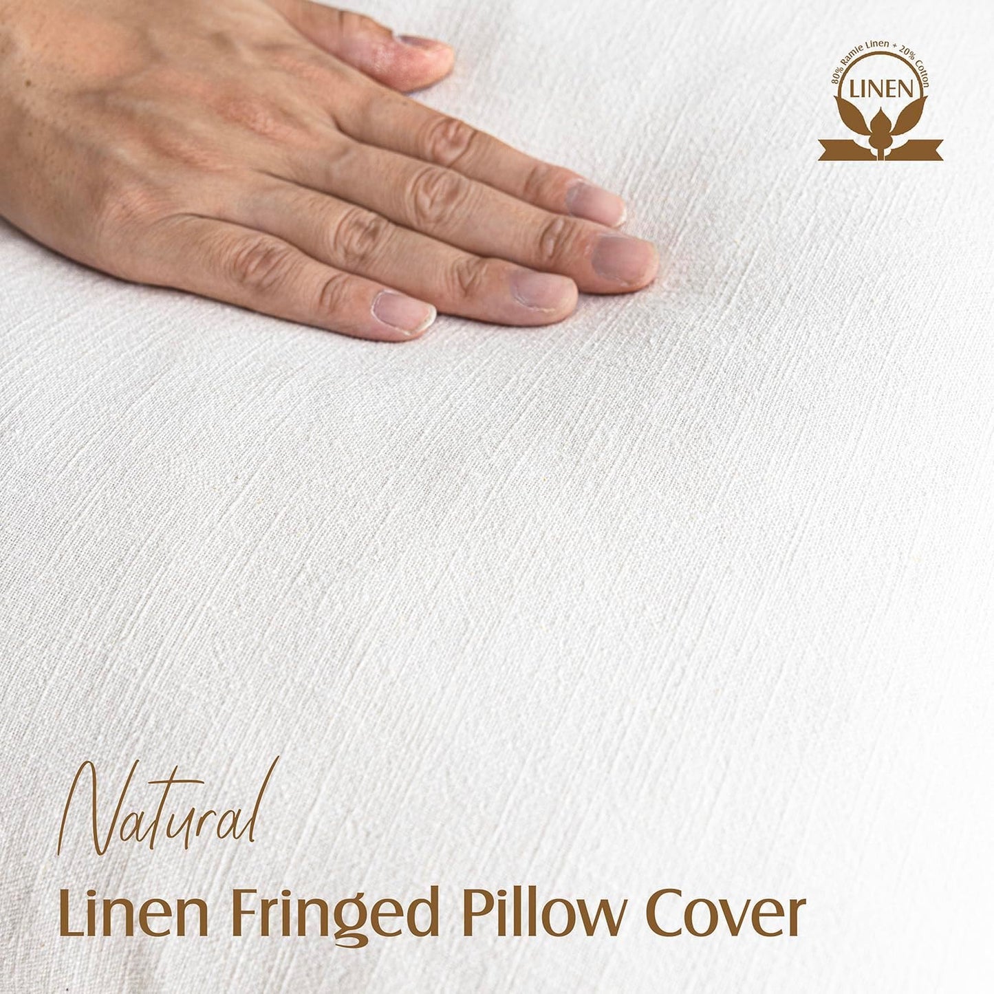 Foindtower Set of 2 Decorative Linen Fringe Throw Pillow Covers Cozy Boho Farmhouse Cushion Cover with Tassels Soft Accent Pillowcase for Couch Sofa Bed Living Room Home Decor,24×24 Inch,White