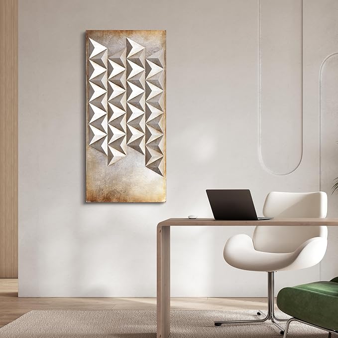 Empire Art Direct Steel II Abstract 3D Iron Wall Art, Metallic Hand Painted Sculpture,Ready to Hang, Living Room, Bedroom ＆ Office, Gold, 22 in. x 48 in.