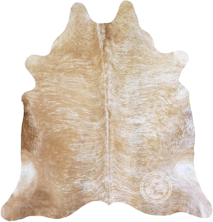 Sunshine Cowhides 100% Genuine Exotic Beige Palomino Cowhide Rug - Modern Style Animal Skin Rug & Floor Carpet for Living Room, Bedroom, Kitchen & More - Extra Large (6x7-8 Ft.)