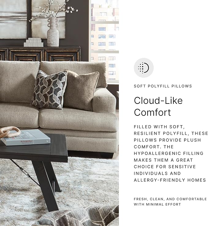 Signature Design by Ashley Stonemeade Casual Sofa with 4 Toss Pillows, Light Brown