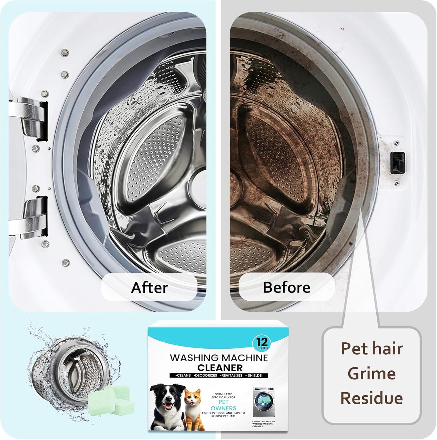 Washing Machine Cleaner 48 Pack-24 Month Supply,Cleaning Tablets Formulated for Pet Owners for He,Easy Pet Hair Remover for Laundry.Top & Front Load Washer.Septic Safe. - Décor Diaries