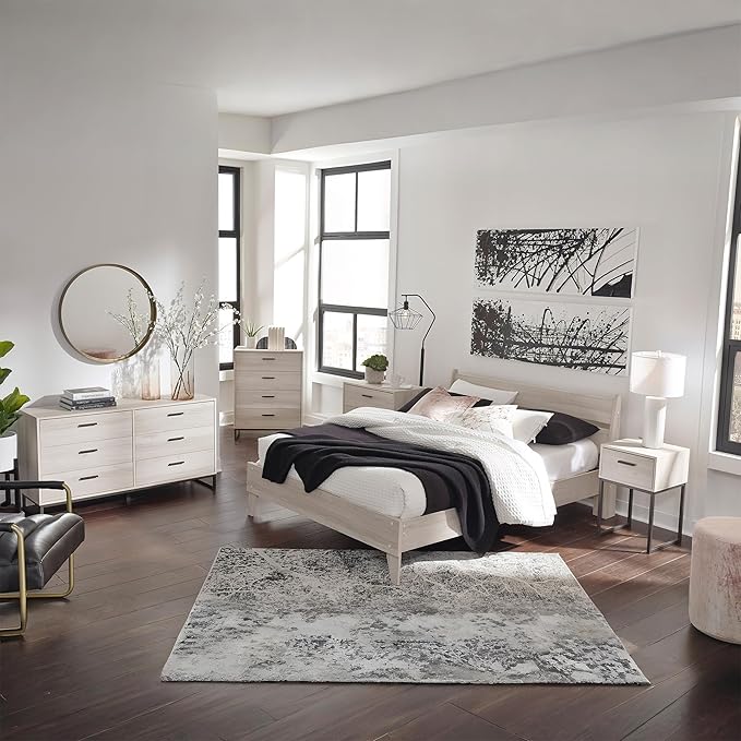 Signature Design by Ashley Socalle Casual Full Panel Platform Bed, Foundation or Box Spring Not Needed, Light Brown