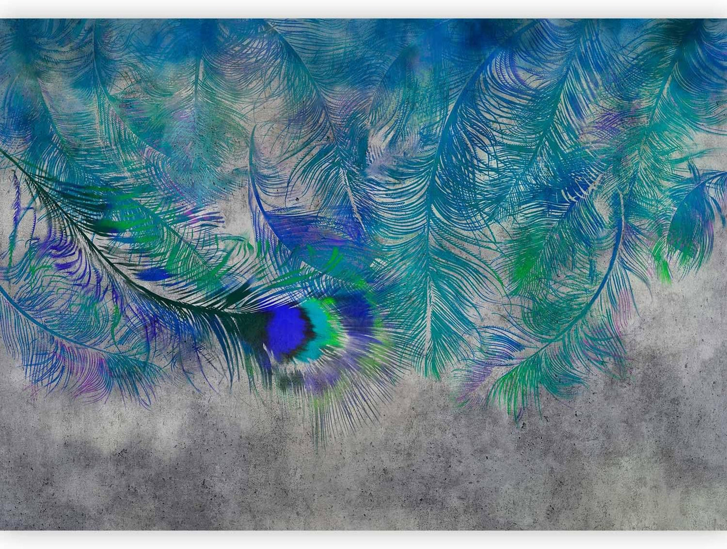 artgeist Premium Wall Mural Cement Feather 79x55 in - XXL Non-Woven Wallpaper Fleece Wall Decor Photo Print Picture Image Design Landscape Colorful Abstract n-A-1488-a-a