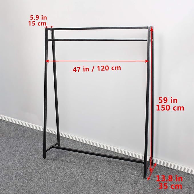 MBQQ Moden Metal Clothes Rack with Clothing Hanging Rack Organizer for Laundry Drying Display Racks Garment Racks,Retro Black