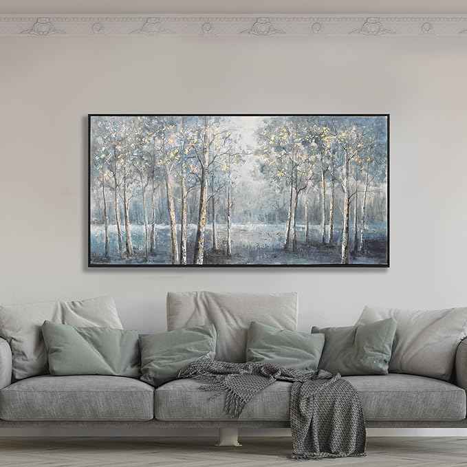Wall Art Decor Large Maximalist Home Decor Wall Art Canvas Prints Framed Pictures Dark color system Forest Landscape Paintings for Room Wall Bedroom Office Decor 29"×58"