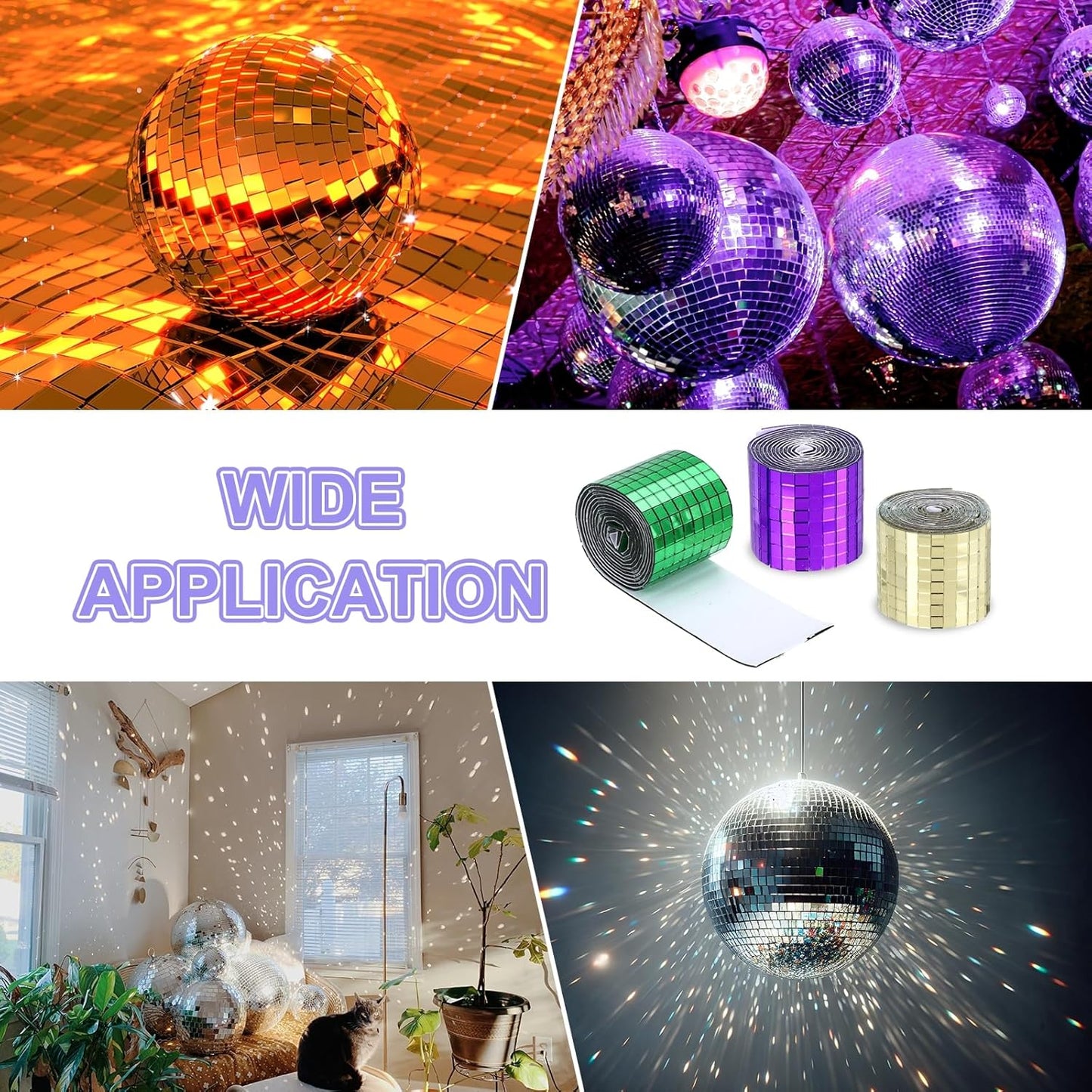 MECCANIXITY Self Adhesive Glass Mirror Mosaic Tiles 3200 Pcs 5 x 5 mm Disco Tiles for Craft Decoration Glass Mirror Disco Ball Blue 2 Pcs