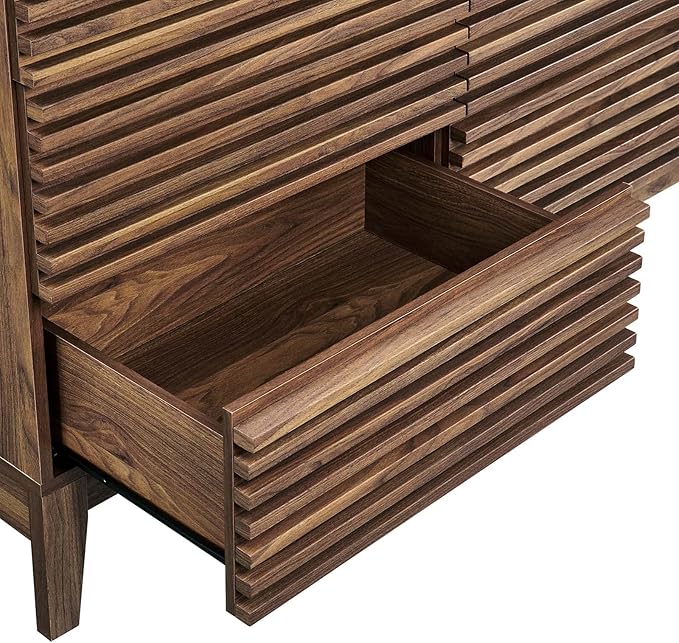Modway Render Mid-Century Modern 6-Drawer Desser in Walnut
