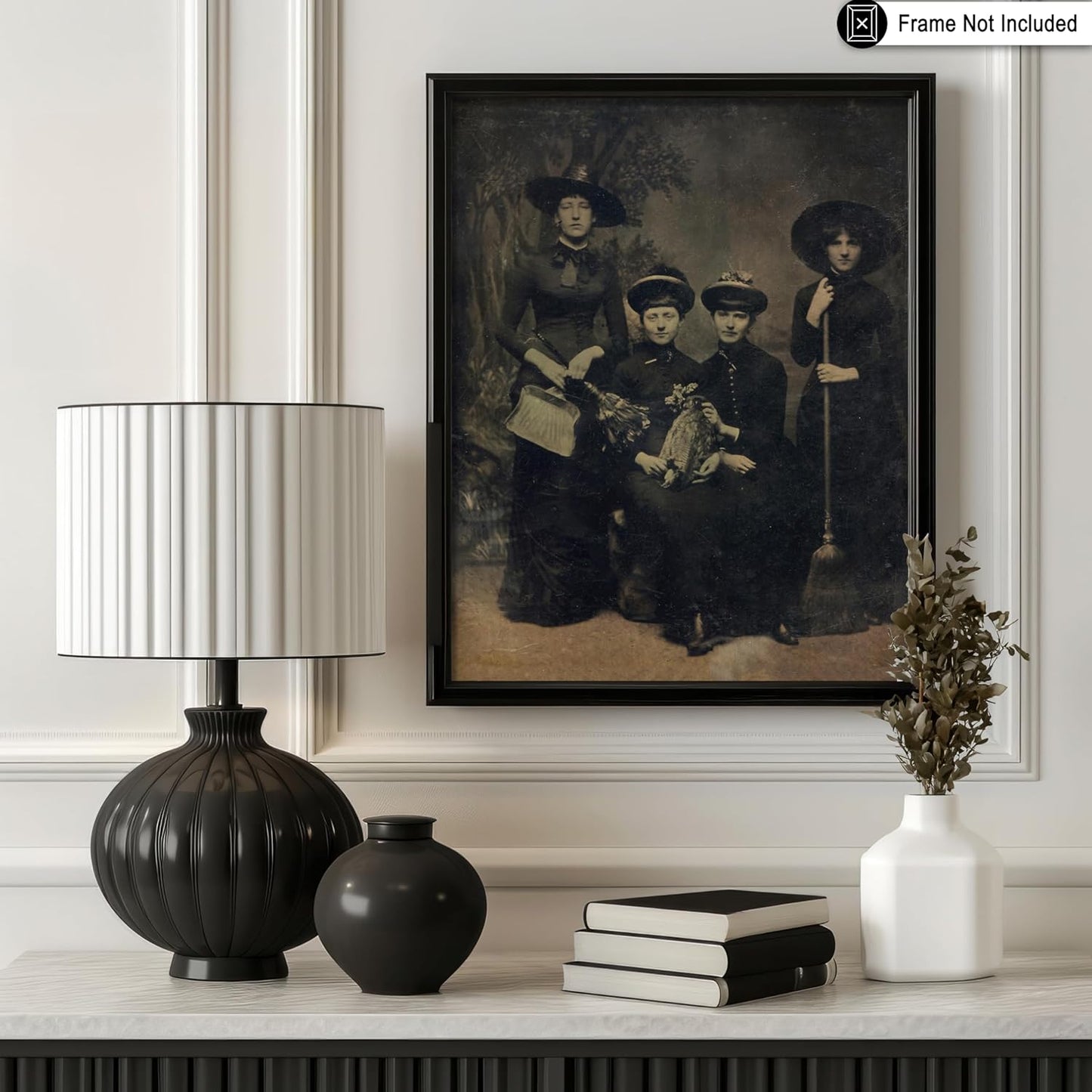 Poster Master Vintage Photograph Poster - Retro Halloween Print - Gift for Artist, Friend - Four Witches Wearing Robes, Sabbath, Coven, Sorcery - Wall Decor for Home, Office, 18x24 Unframed Wall Art