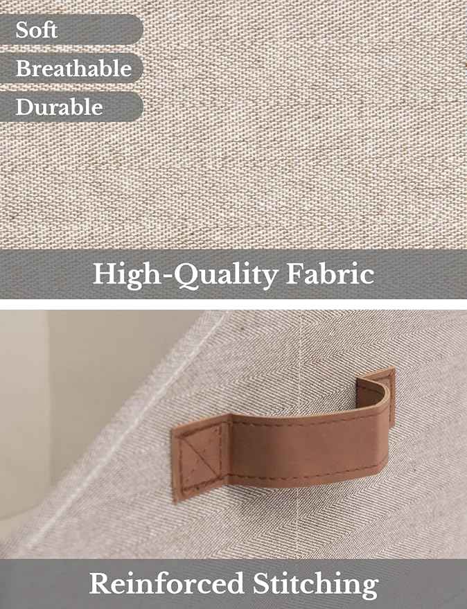 StorageWorks Closet Storage Bins, Trapezoid Organizer Box for Shelves, Fabric Clothes Bin, Foldable Organizing Baskets with Handles, Small, Brown and Beige, 3-Pack