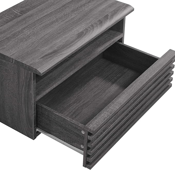 Modway Render Mid-Century Modern, Wall-Mount Nightstand, Charcoal