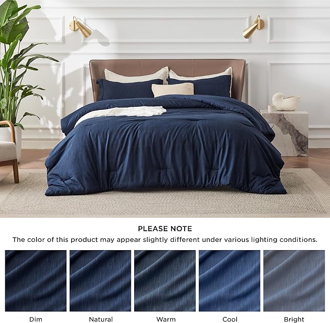 Bedsure Oversized King Comforter Set - Navy Soft Bedding for All Seasons, Cationic Dyed Bed Set, 3 Pieces, 1 Oversized King Size Comforter (120"x98") and 2 Pillow Shams (20"x36"+2")