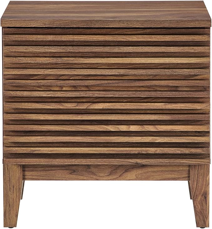 Modway Render Mid-Century Modern, Two-Drawer Nightstand, Walnut