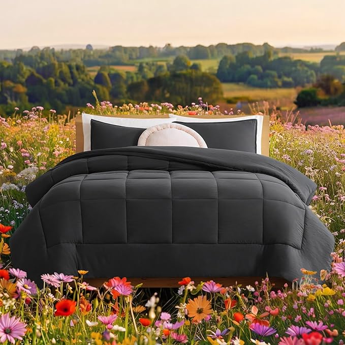 UGG Leonora Comforter Set with 2 Pillow Shams Lightweight Down Alternative Blanket Reversible Cozy Warm All Season Washable and Hypoallergenic Bedding Set, King, Charcoal Grey