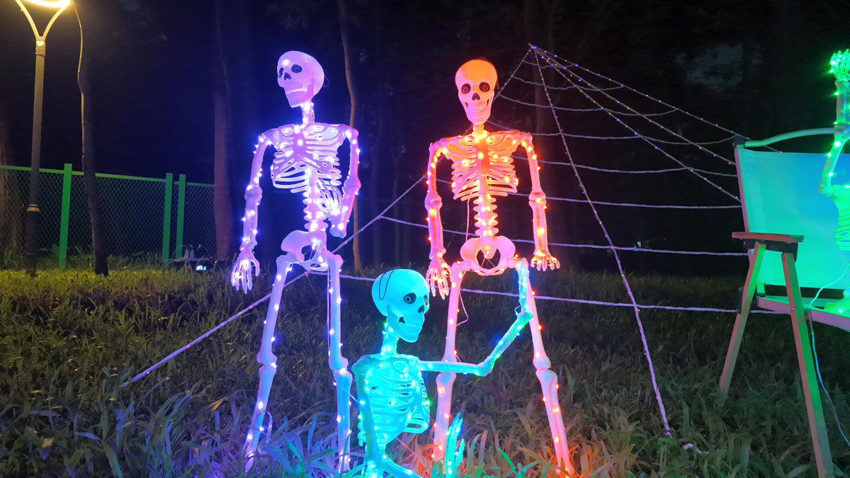 Purple & Orange Light Halloween Skeleton Decor (Orange Light & Purple Light)