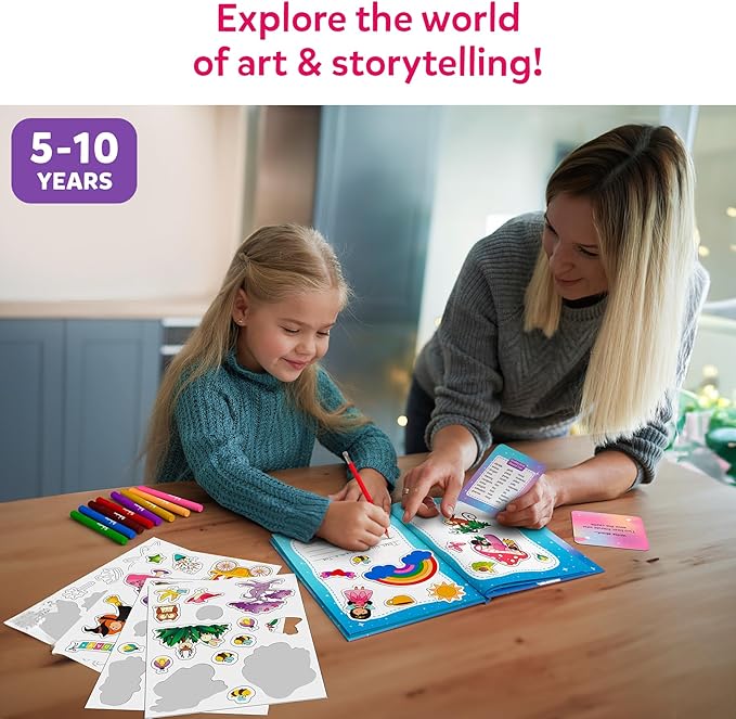 Skillmatics Storybook Art Kit - Create Fairytale Stories, DIY Craft & Writing Kit with 300+ Stickers, Scrapbooking & Journal Activity, Gifts for Kids Ages 5, 6, 7, 8, 9, 10