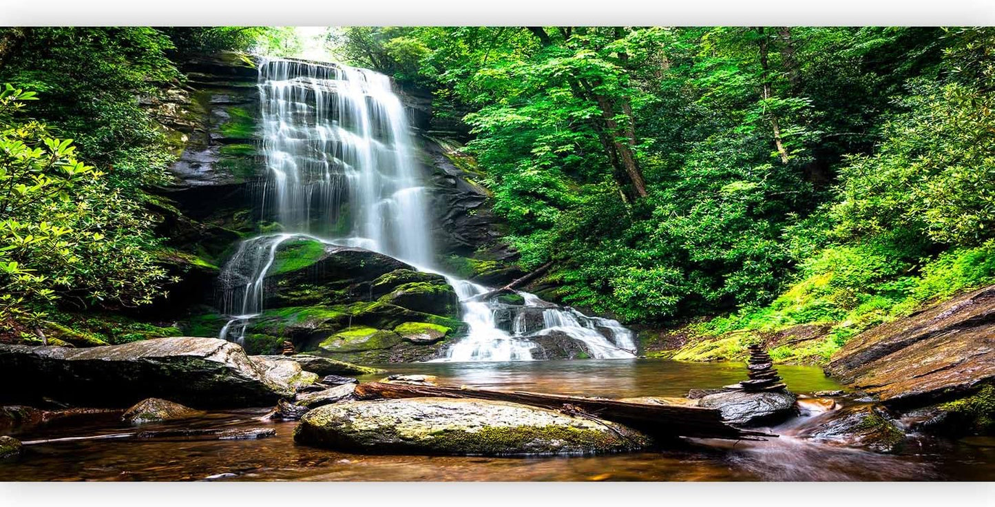 artgeist Wall Mural Waterfall 216x98 in - XXL Non-Woven Corner Wallpaper Fleece Angle Wall Decor Photo Print Picture Image Design Modern Nature Landscape Forest Green Tree c-B-0473-a-a
