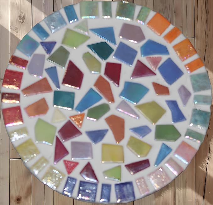 Irregular Glass Mosaic Tiles Bulk 500g Glossy and Iridescent Mosaic Glass Tiles for DIY Projects and Arts and Crafts Solid Colors and Mixes (Iridescent Orange)