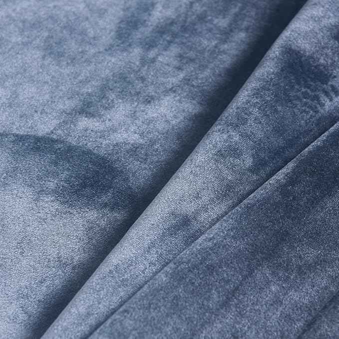 Cherry Home Super Soft Luxury Velvet Stone Blue Set of 2 Blackout Drapes Room Darkening Curtains Panel Grommet Drapery 52 by 84-Inch Dusty Blue(2 Panels) with Matching Tiebacks
