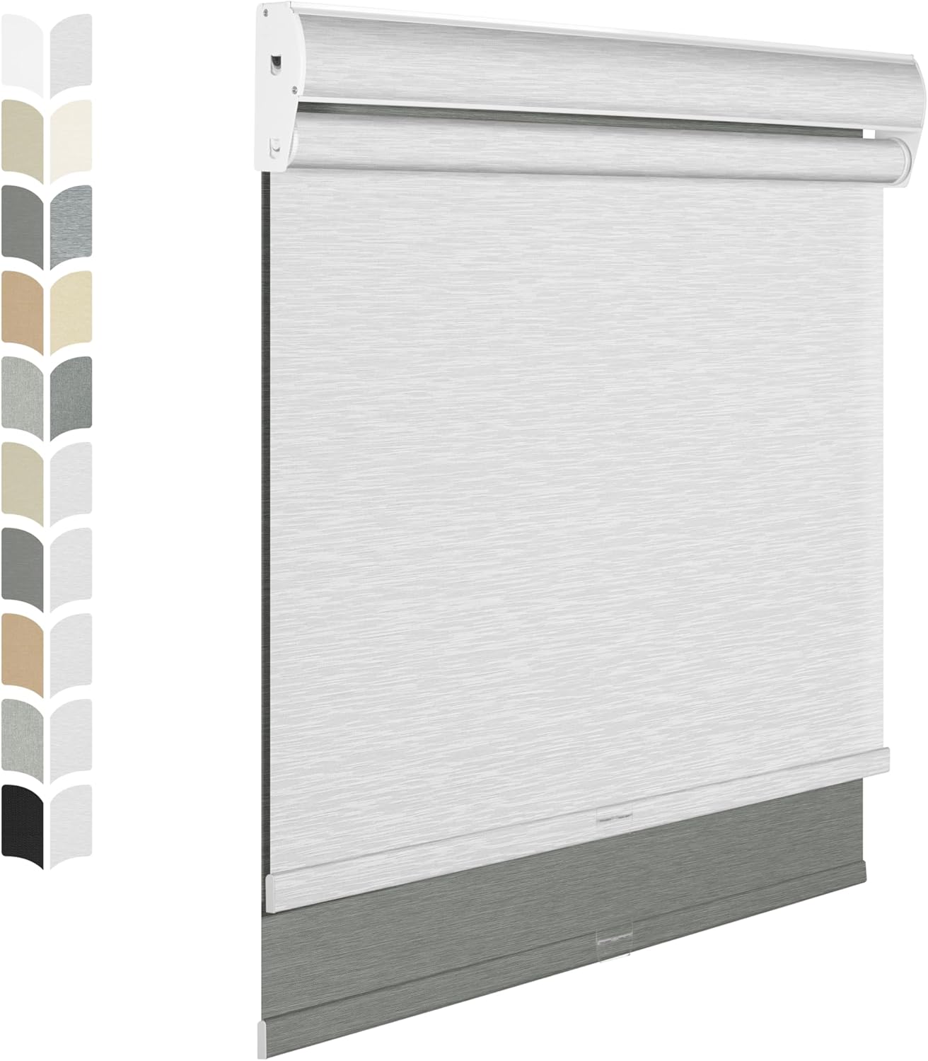 BERISSA Cordless Dual Roller Shades with Cassette Valance, Double Window Shades Blackout and Light Filtering, Day and Night for Home Office Doors, Grey and White, 70 W x 64" H