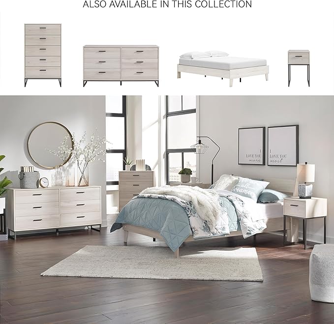Signature Design by Ashley Socalle Casual Platform Bed, Full, Natural Beige