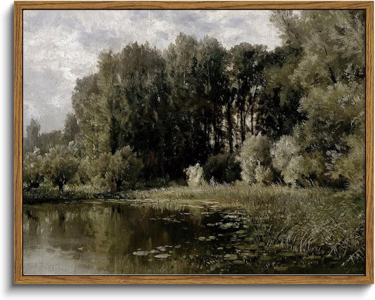 VIYYIEA Framed Canvas Wall Art Home Decor Vintage Landscape Botanical Prints Rustic Farmhouse Wall Decor Mid Century Modern Art Prints Nature Room Decor Wall Pictures for Living Room Bedroom 11x14in