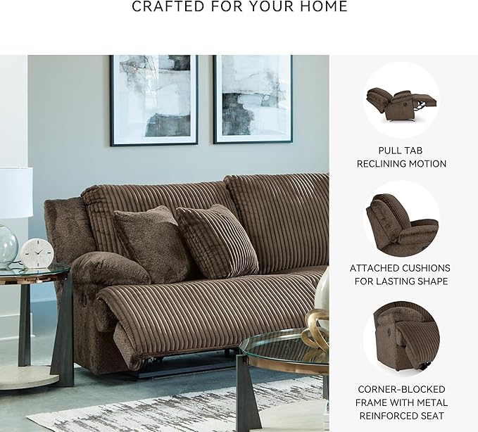 Signature Design by Ashley Top Tier Modern 2-Piece Reclining Sectional Loveseat with 4 Accent Pillows, Dark Brown