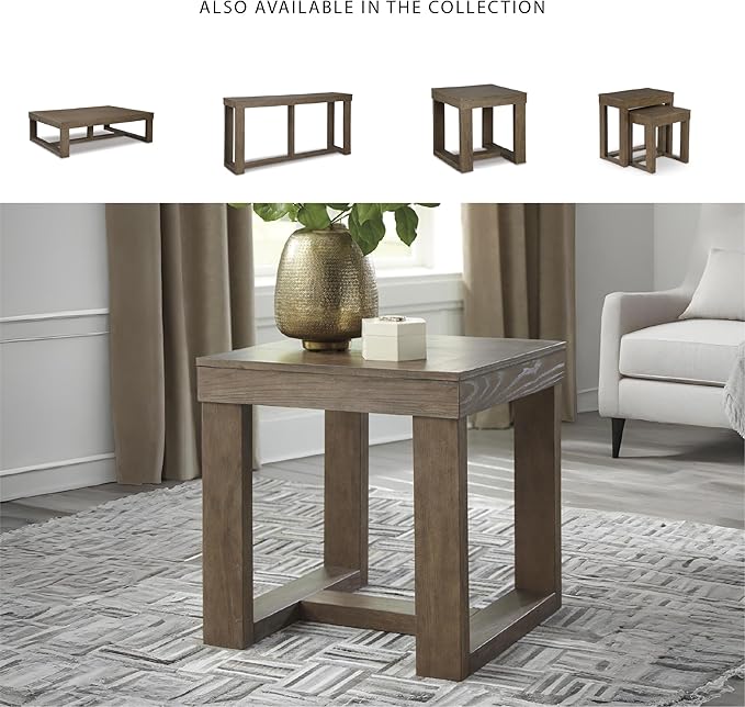 Signature Design by Ashley Cariton Contemporary Oversized Square End Table, Grayish Brown