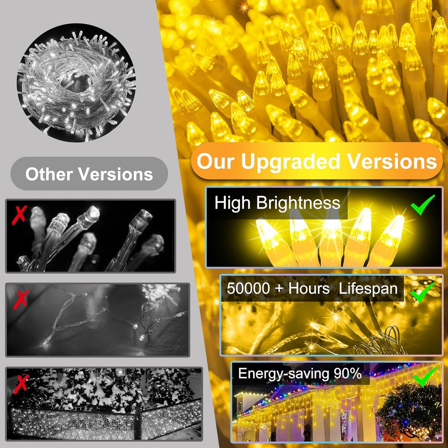 792 LED Christmas Lights with 176 Drops,82ft 8 Modes Fairy Hanging String Lights with Time Waterproof, Plug-in Christmas String Lights for Holiday Wedding Party Christmas Decorations(Warm White)