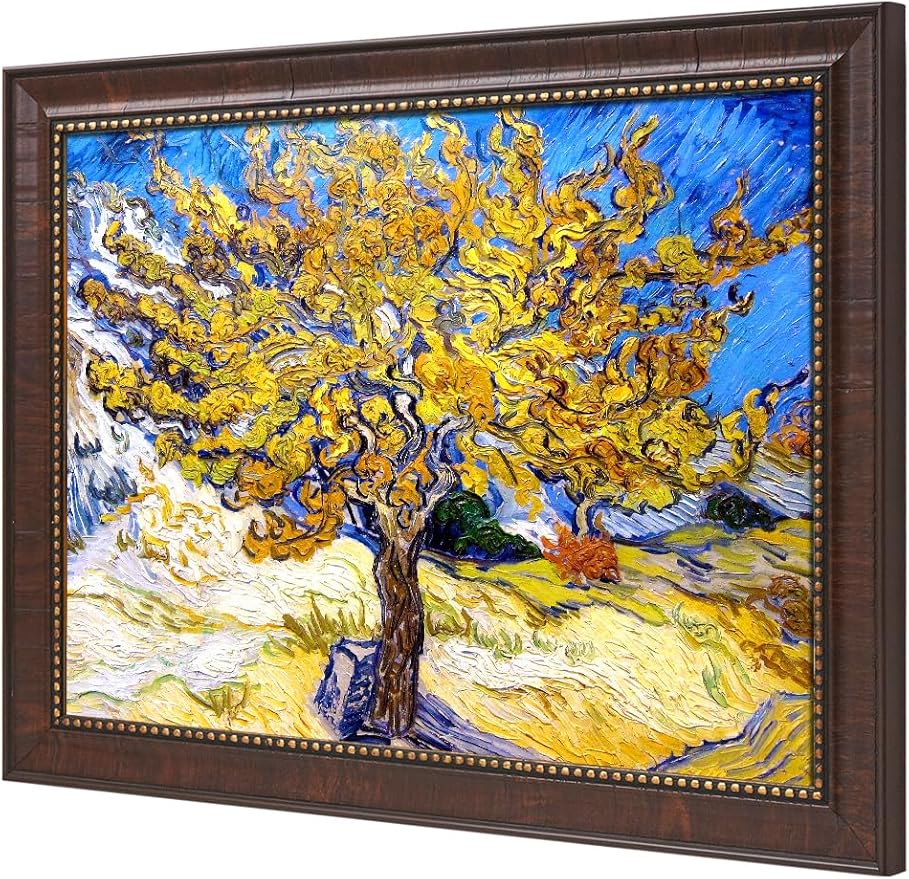 DECORARTS - Vincent Van Gogh The Mulberry Tree Framed Wall Art, Giclee Print with Antique Brown Frame for Living Room or Office Wall Decor, Picture Size 20x16 Total 23x19 Made in USA