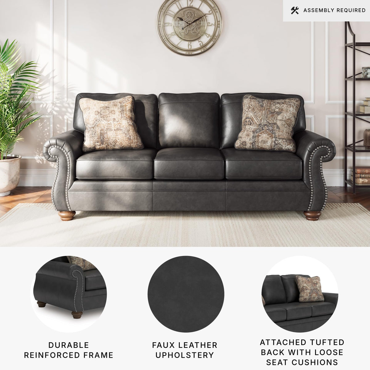 Faux Leather Sofa Couch