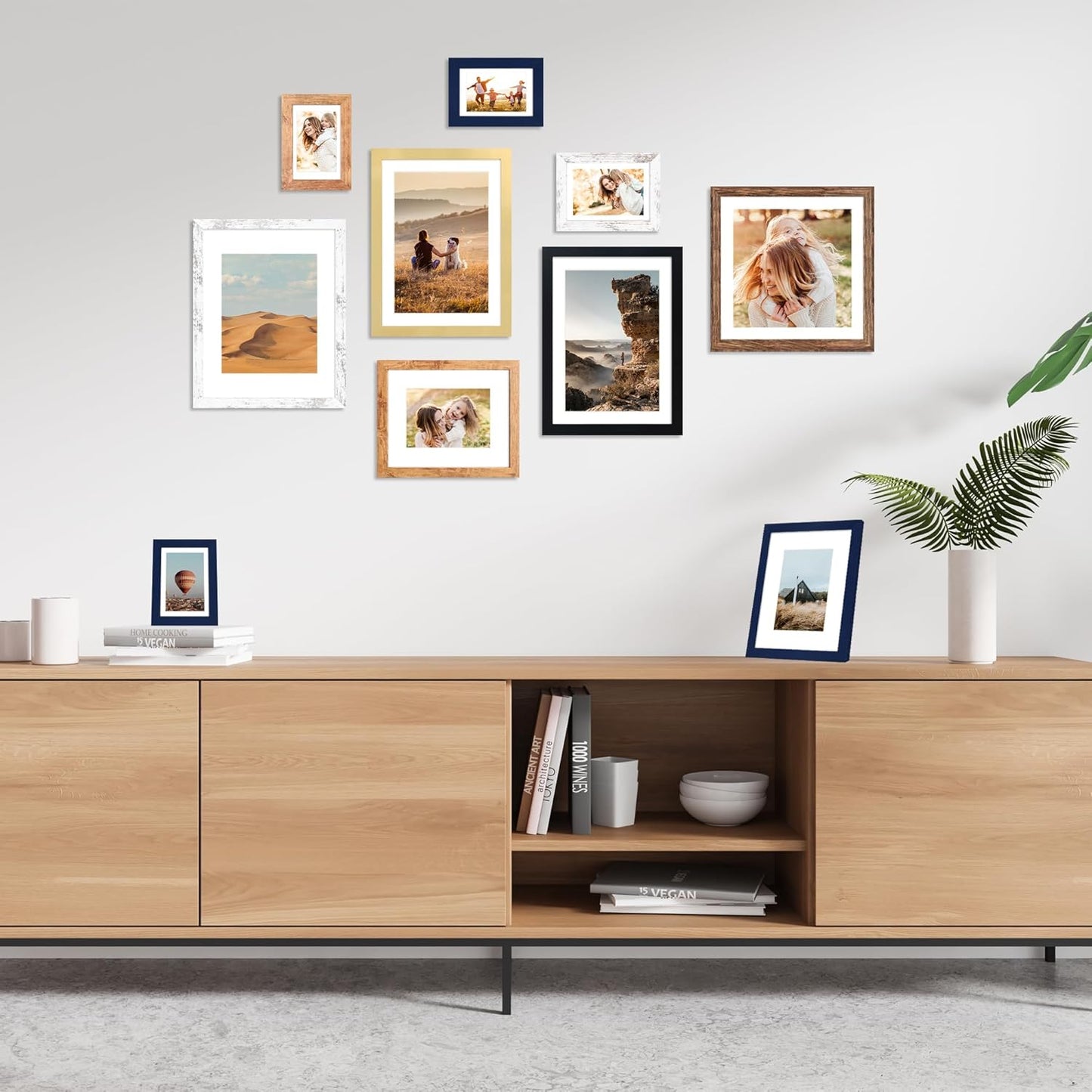 12x12 Picture Frame Set of 4, 12 x 12 Wood Photo Frames with Mat for 10x10 or 30x30cm Diamond Painting Art, Wooden Frame with Real Glass Cover for Wall and Tabletop Display,Gold