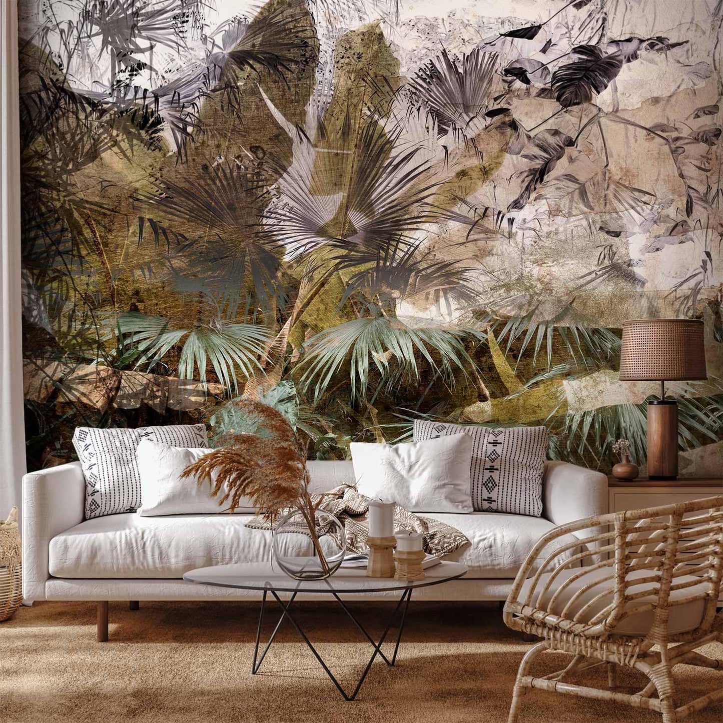 artgeist Wall Mural Tropical Leaves 116x83 in - XXL Peel and Stick Self-Adhesive Wallpaper Removable Large Sticker Foil Wall Decor Print Picture Design Jungle Nature Palm Green Leaves b-C-0789-a-a