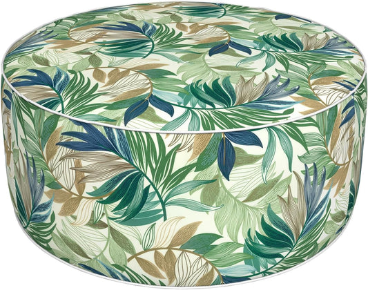 Inflatable Ottoman Stool D31 xH14 for Outdoor/Indoor Use, Water Repellent Patio Foot Rest Stool with Portable Handle,Round Pouf Ottoman Suitable for Garden,Deck and Camping - Lush Leaf Green