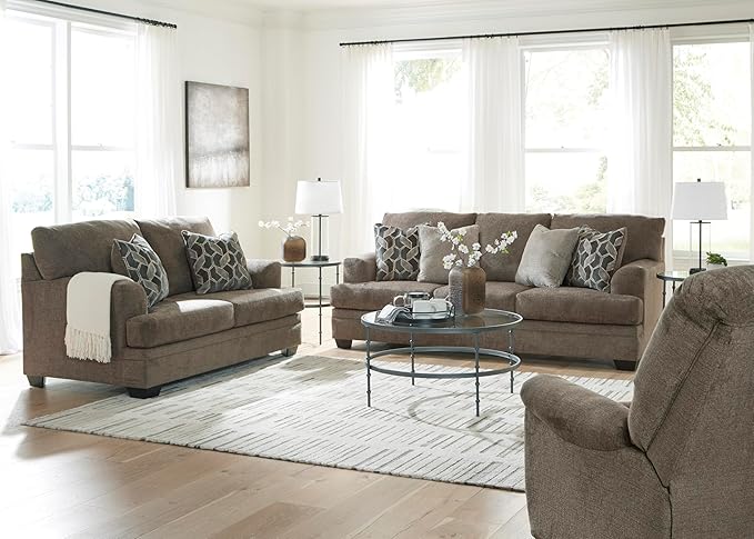 Signature Design by Ashley Stonemeade Casual Sofa with 4 Toss Pillows, Dark Brown