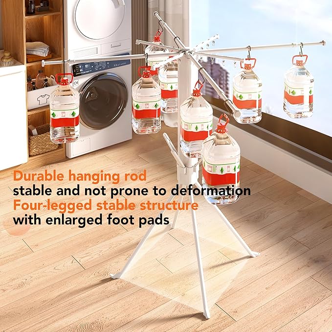 Clothes Drying Rack, Telescoping Tripod Foldable Laundry Dryer, Portable Space Saving Garment Organizer for Laundry Room, Bedroom, Balcony, Apartment & Dorm