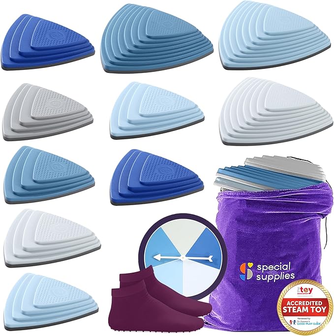 Special Supplies Stepping Stones for Kids Indoor and Outdoor Balance Blocks Promote Coordination, Balance Strength Child Safe Rubber, Non-Slip Edging