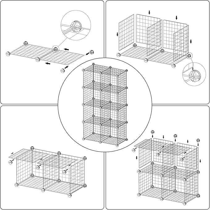 C&AHOME Wire Cube Storage, 8 - Cube Organizer Metal C Grids, Modular Shelves Units, Closet Organizer, Ideal for Home, Office, Living Room, 24.8" L x 12.4" W x 48.4" H, Blue UWCS3008B