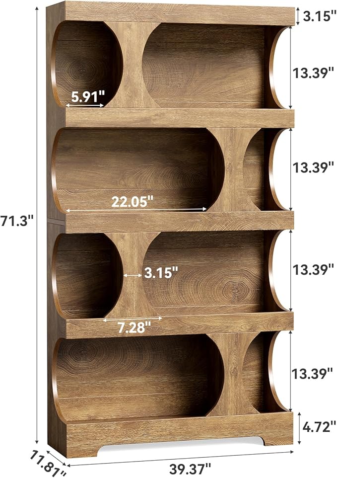 LITTLE TREE 4-Tier Large Bookshelf Set 2, All Wooden 70.8-Inch Tall Bookcase with Storage Shelves, Modern Display Rack, Big Open Book Shelf for Living Room, Bedroom, Office, Oak