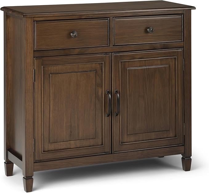 SIMPLIHOME Connaught SOLID WOOD 40 Inch Wide Traditional Storage Cabinet in Rustic Natural Aged Brown, For the Living Room, Entryway and Family Room