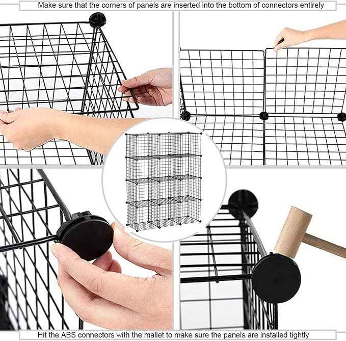 C&AHOME Wire Cube Storage, 12-Cube Storage Organizer Metal, C Grids Storage Bins Shelving, Modular Bookshelf Shelf, Closet Cabinet Ideal for Bedroom, Office 36.6”L x 12.4”W 48.4”H Black