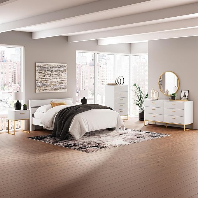 Signature Design by Ashley Socalle Casual Queen Panel Platform Bed, Foundation or Box Spring Not Needed, White