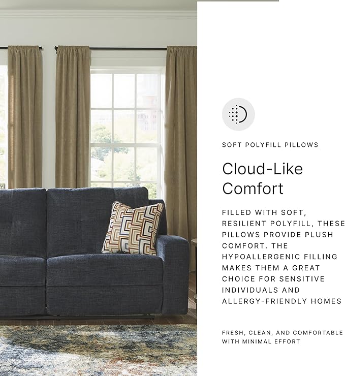 Signature Design by Ashley Danum Modern Manual Pull Tab Reclining Sofa with Tufed Back Cushion, Blue